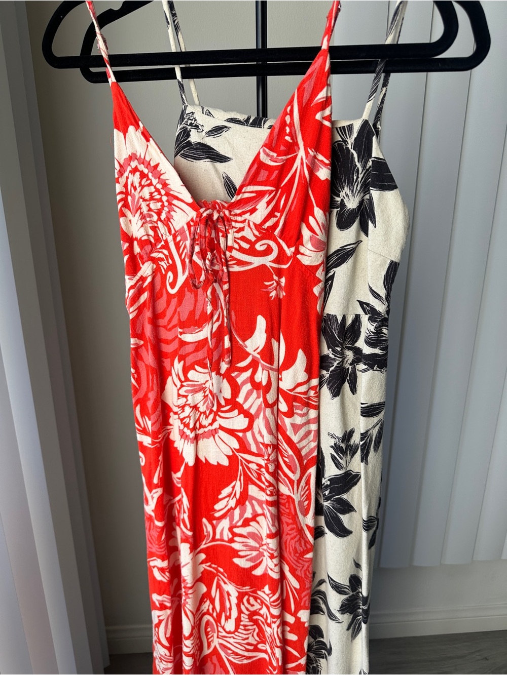 Linen Dress Bundle - Red & White dress + Cream &. Black dress